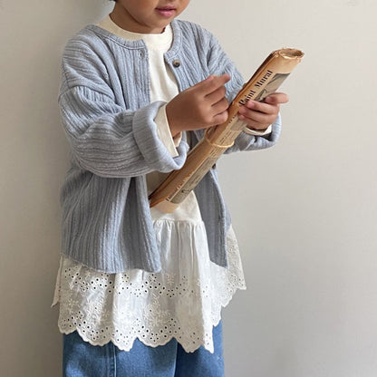 Toddler F25 Ribbed Long Sleeve Cardigan (1-7y) - 2 Colors - AT NOON STORE