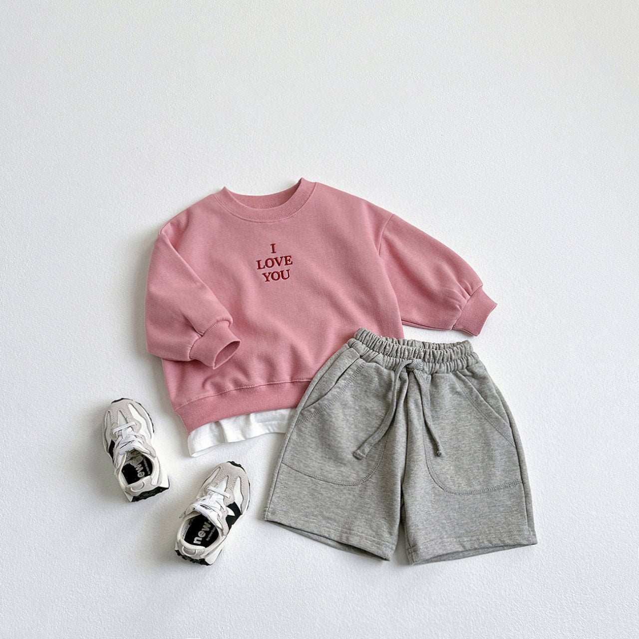 Toddler F25 I LOVE YOU Embroidery Long Sleeve Top and Jogger Pants Set (1-6y) - 3 Colors - AT NOON STORE