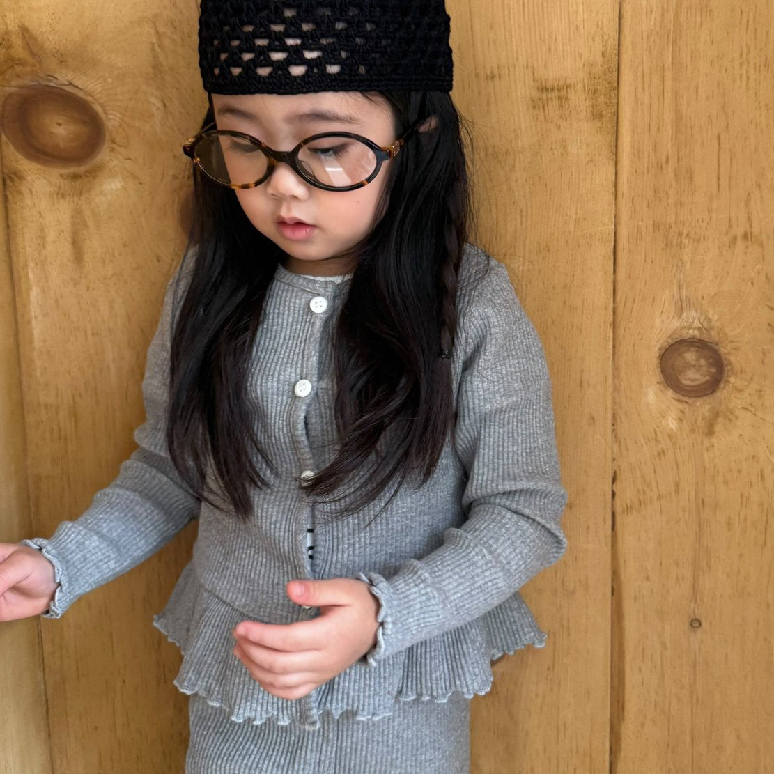 Toddler SP26 Lettuce-Edge Ribbed Peplum Cardigan (2-7y) - 2 Colors - AT NOON STORE