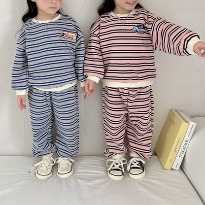 Toddler Stripe Long Sleeve Sweatshirt and Jogger Pants Set (1-6y) - 2 Colors