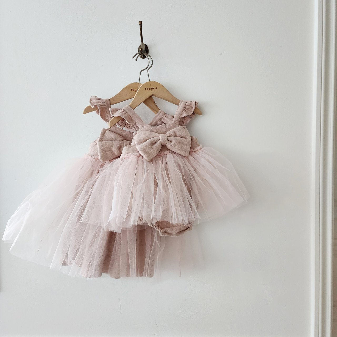 Baby Ruffle Shoulder Sleeveless Front Bow Tutu Dress Romper (3-18m) - 2 Colors - AT NOON STORE