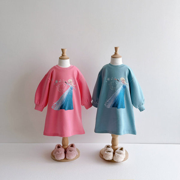 [Special Price] Toddler Elsa Brushed Cotton Dress (1-6y) - 3 Colors