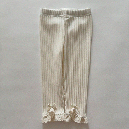 Baby/Toddler Aosta SP26 Lace and Bow Detail Ribbed Leggings (3m-5y)- 2 Colors - AT NOON STORE