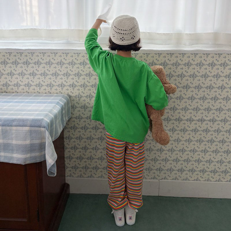 Toddler SP26 Basic Long Sleeve Loose Fit Top  (1-6y) - Green - AT NOON STORE