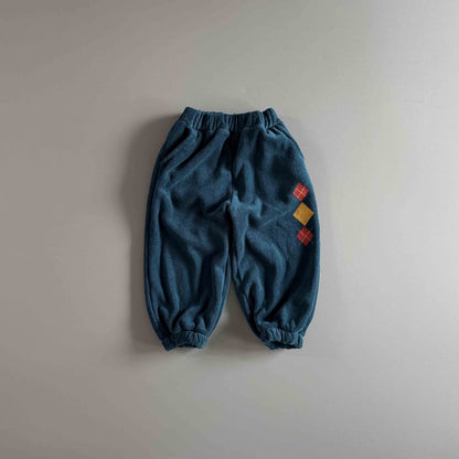 Toddler W25 Warm Terry Cloth Argyle Jogger Pants (3-7y) - 2 Colors