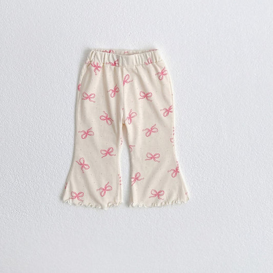 Toddler All-over Bow Print Flare Pants (1-6y) - Bow Ivory - AT NOON STORE