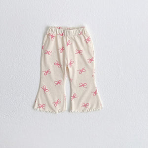 Toddler All-over Bow Print Flare Pants (1-6y) - Bow Ivory