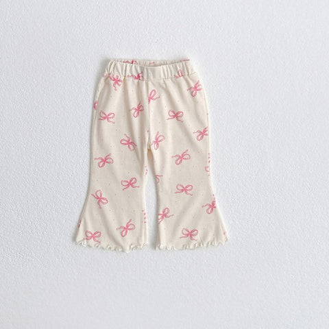 Toddler All-over Bow Print Flare Pants (1-6y) - Bow Ivory