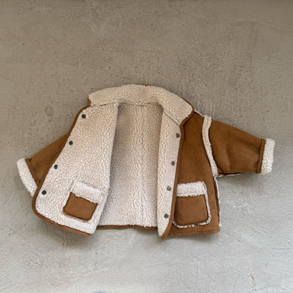 Kids W25 Faux Suede Shearling Reversible Jacket (1-6y) - Camel