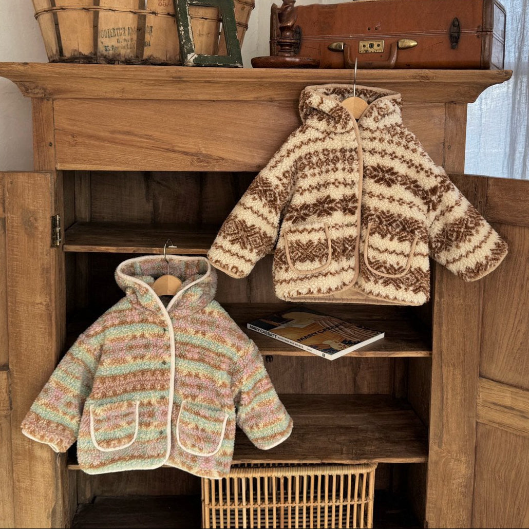 Kids W25 Sherpa Lined Reversible Hooded Jacket with Hood(1-6y) - 2 Colors