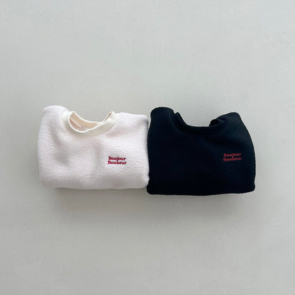 Toddler W25 'Bonjour Bonheur' Fleece Long Sleeve Sweatshirt (4m-6y) - 2 Colors