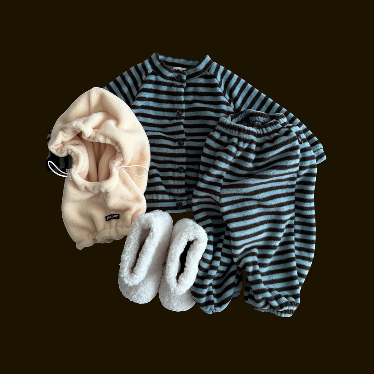 Toddler FW26 Fleece Stripe Long Sleeve Cardigan (1-7y) - Mint