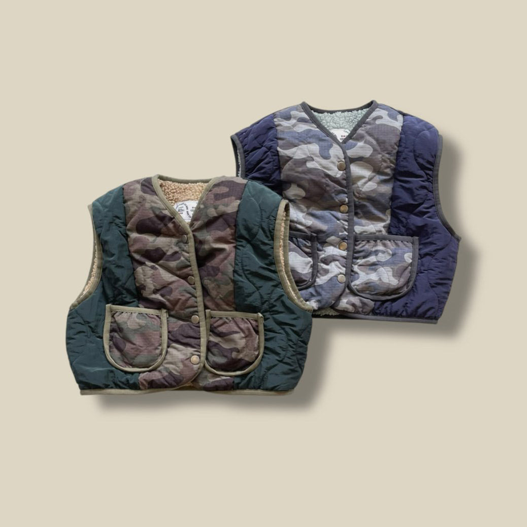 Toddler W25 Quilted Camo / Sherpa Reversible Vest (3-7y) - 2 Colors
