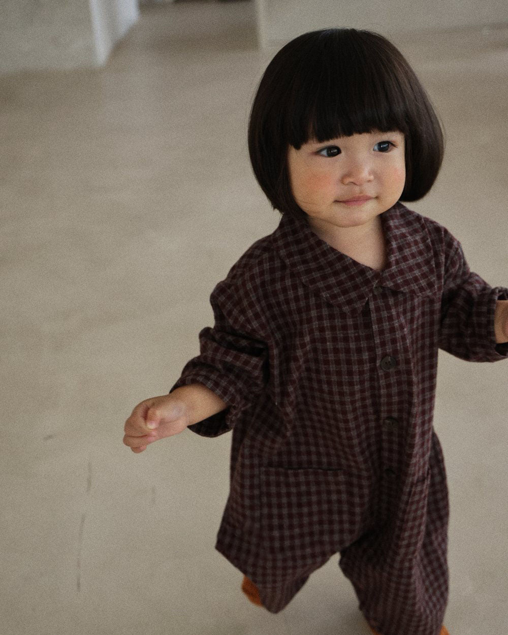 Baby F26 Plaid Collared Long Sleeve Jumpsuit (3-18m) - 2 Colors