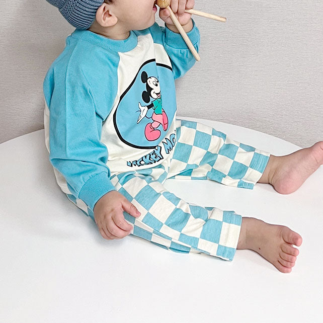 Toddler Disney Mickey Mouse Raglan Tee and Checkered Pull On Pants Set (9m-6y) -2 Colors