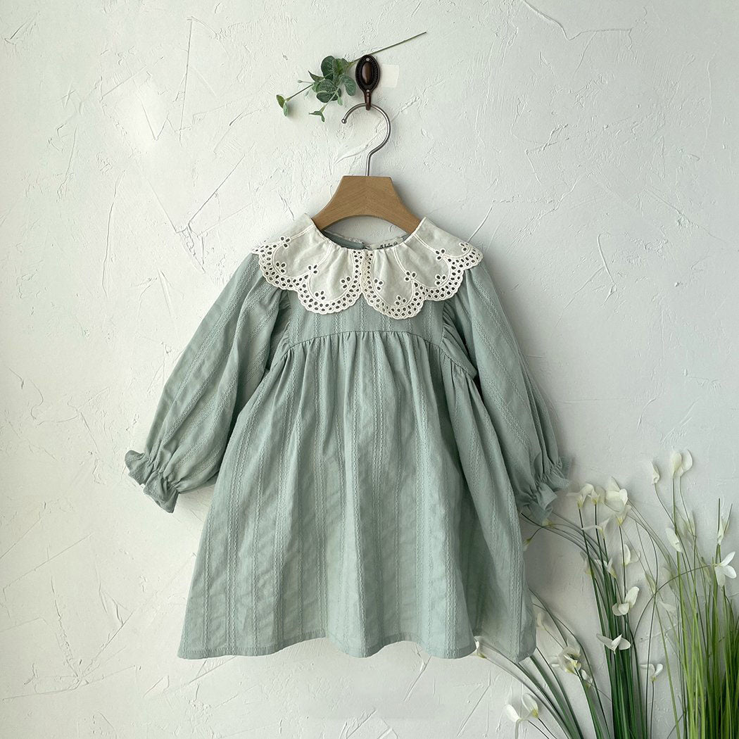 Toddler Lace Collar Dress (3m-5y) - Light Mint - AT NOON STORE