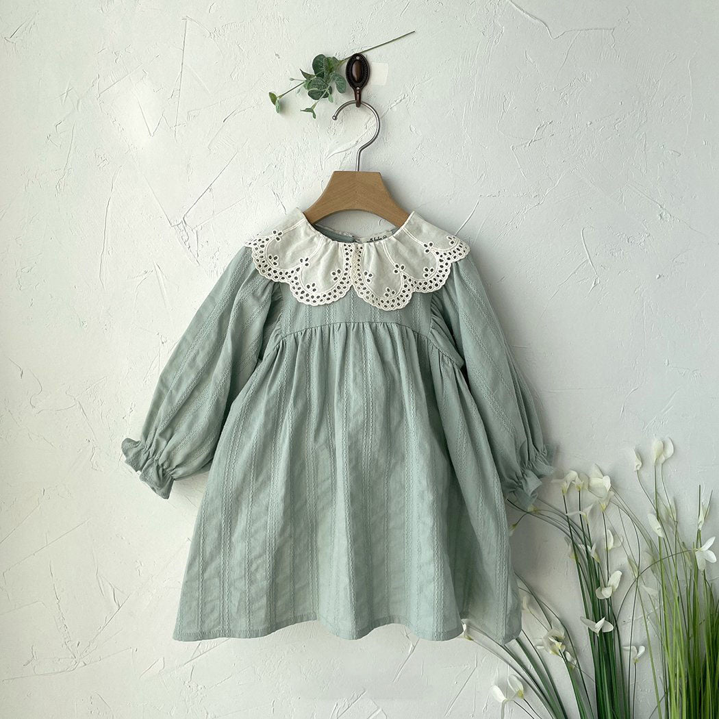 Toddler Lace Collar Dress (3m-5y) - Light Mint