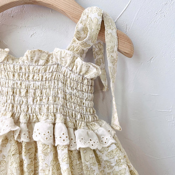 Toddler Milk Tie-Shoulder Smocked Bodice Dress (1-6y) - 2 Colors