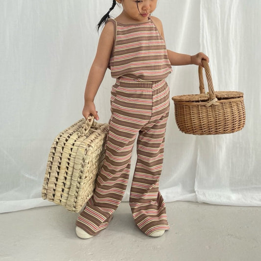 Toddler Multi Stripe Cami and Flare Pants Set (16m-6y) - Brown+Orange - AT NOON STORE