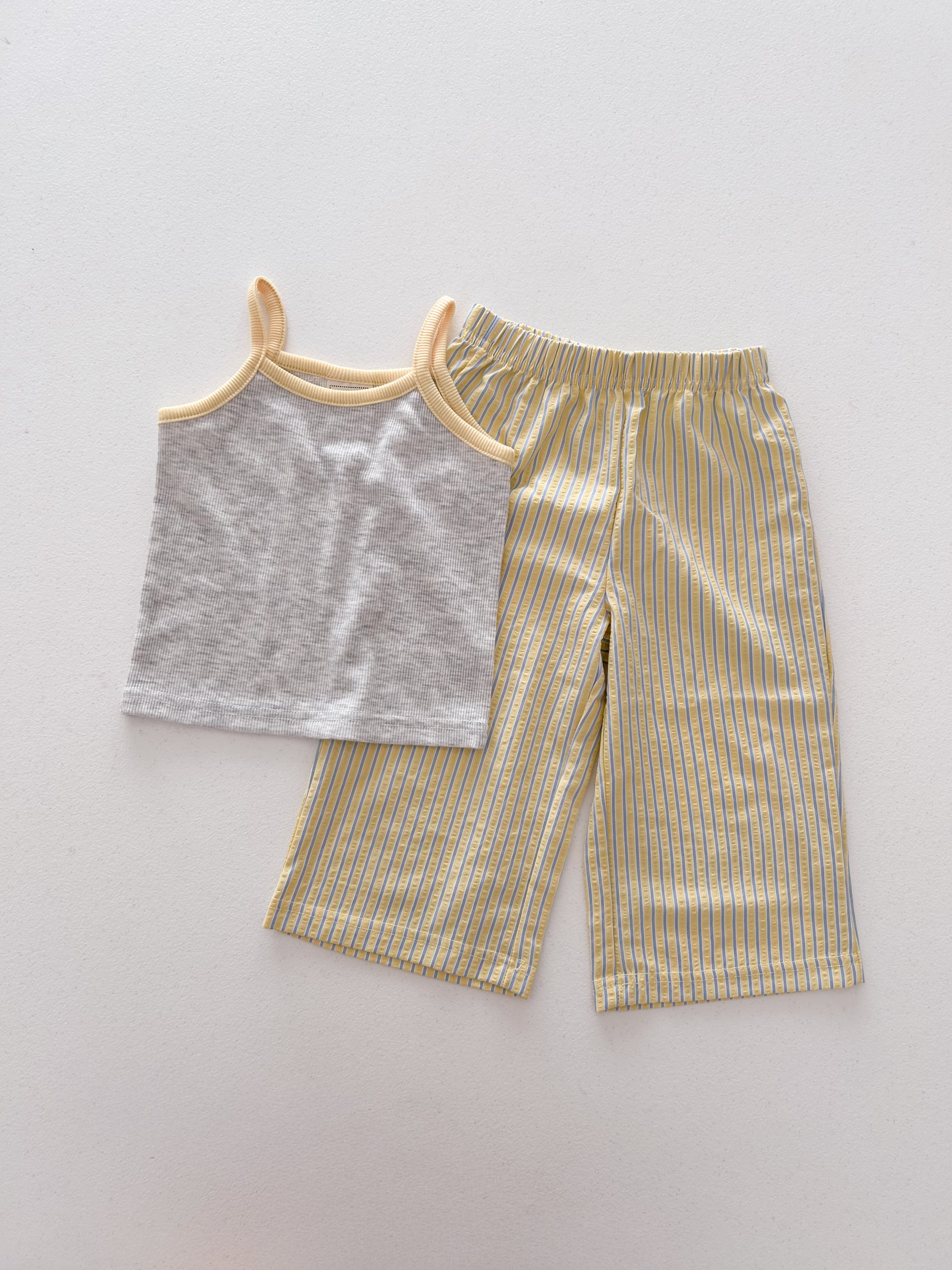Kids Soy SS26 Noodle Strap Tank Top and Stripe Seersucker Wide Pants Set (1-6y) - 4 Colors - AT NOON STORE