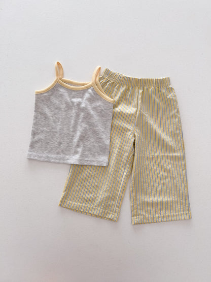 Kids Soy SS26 Noodle Strap Tank Top and Stripe Seersucker Wide Pants Set (1-6y) - 4 Colors - AT NOON STORE