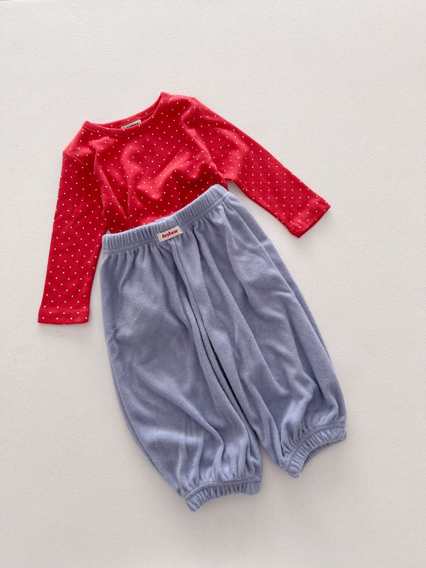 Kids Soy F26 Polka Dot Long Sleeve Top and Terry Cloth Balloon Pants Set (1-6y) - 3 Colors