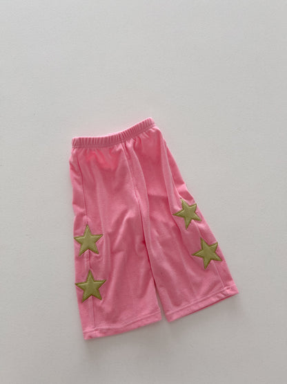 Kids Soy F26 Terry Cloth Star Patch Wide Leg Pants (1-6y) - 3 Colors