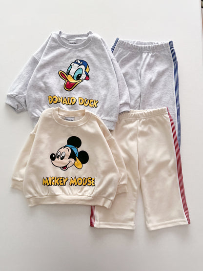 Toddler F25 Disney Long Sleeve Sweatshirt and Side Tape Wide Pants Set (1-6y) -2 Colors - AT NOON STORE