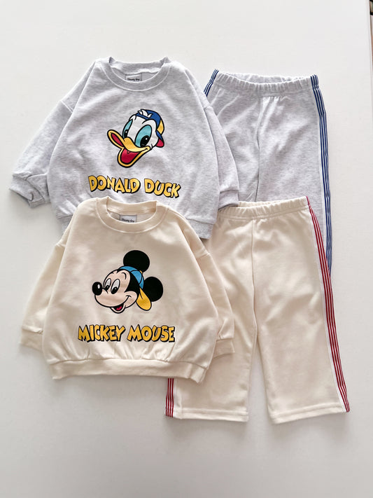 Toddler F25 Disney Long Sleeve Sweatshirt and Side Tape Wide Pants Set (1-6y) -2 Colors - AT NOON STORE