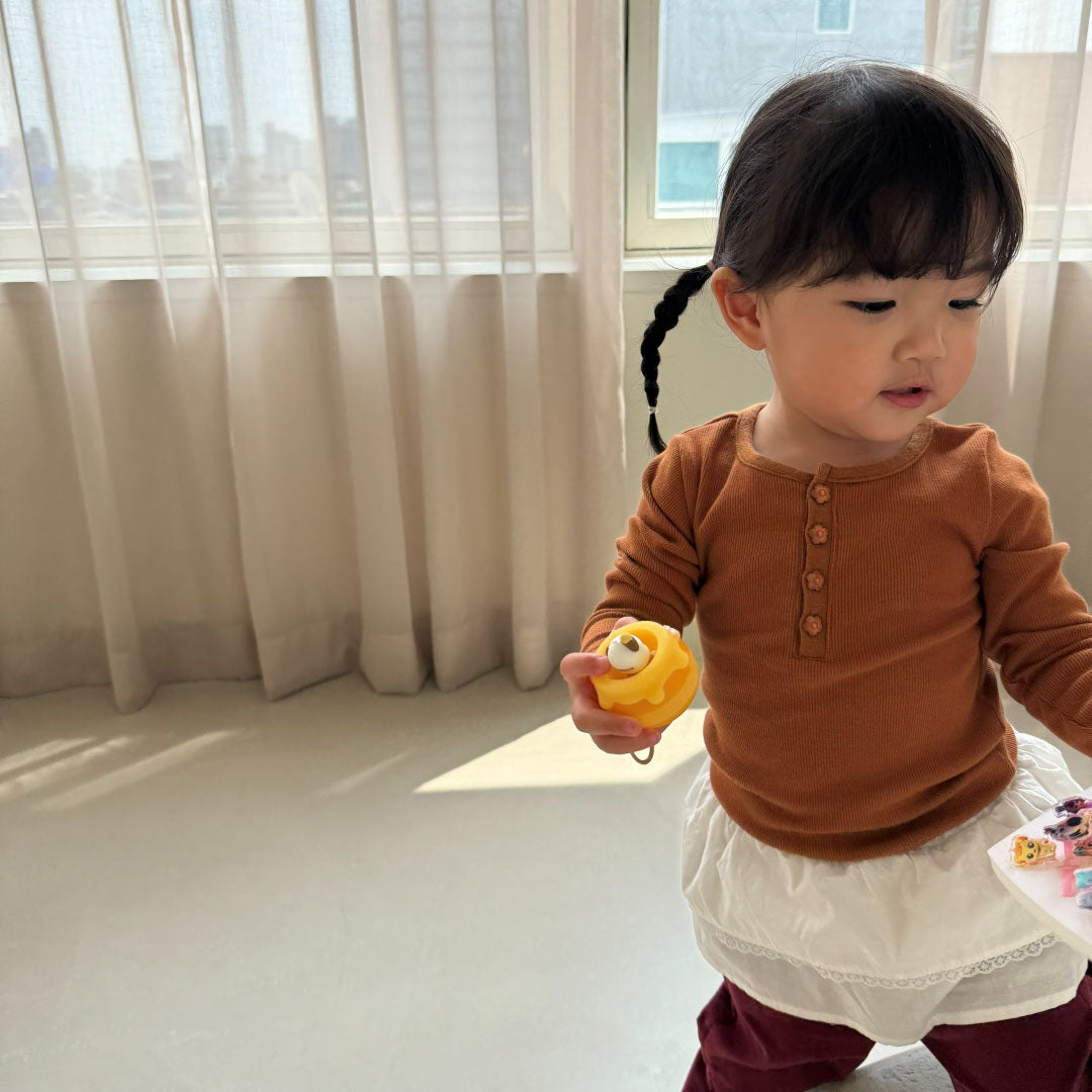 Baby/Toddler Bella F26 Button Front Ribbed Long Sleeve Top (1-6y) - 3 Colors