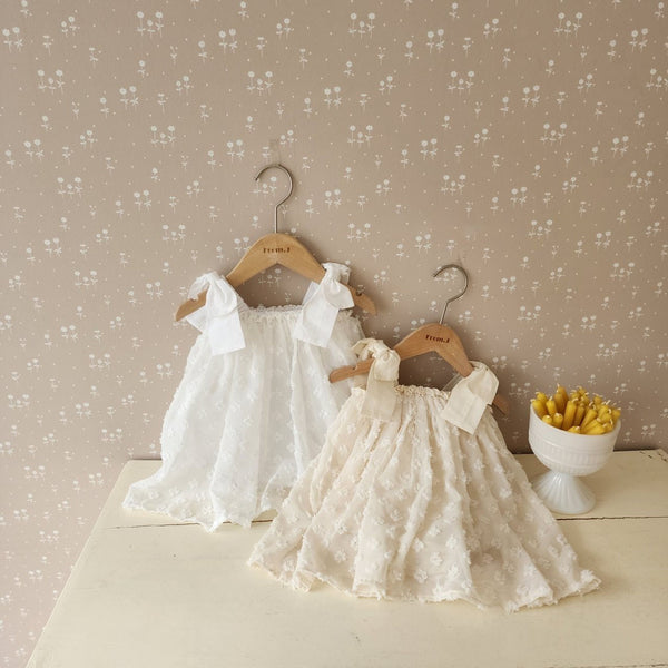 Baby Bow Shoulder Floral Tulle Dress Romper (3-18m) - 2 Colors