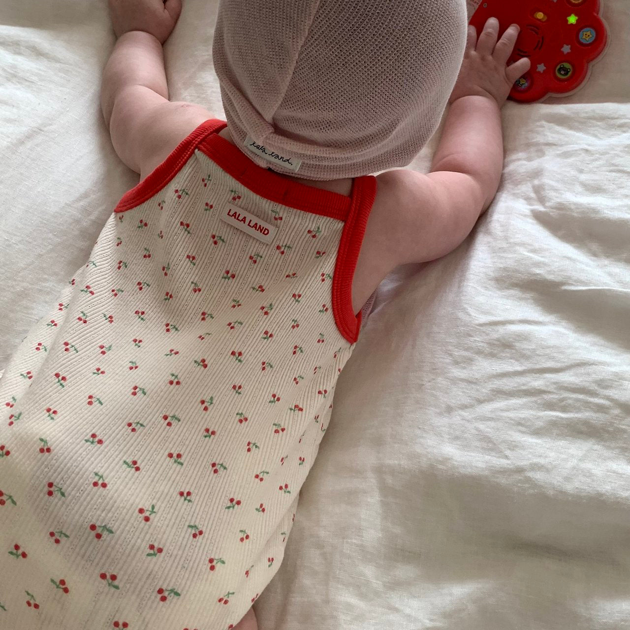 Baby Land SS26 Cherry All-Over Pointelle Sleeveless Bodysuit (4m-18m) - 2 Colors - AT NOON STORE