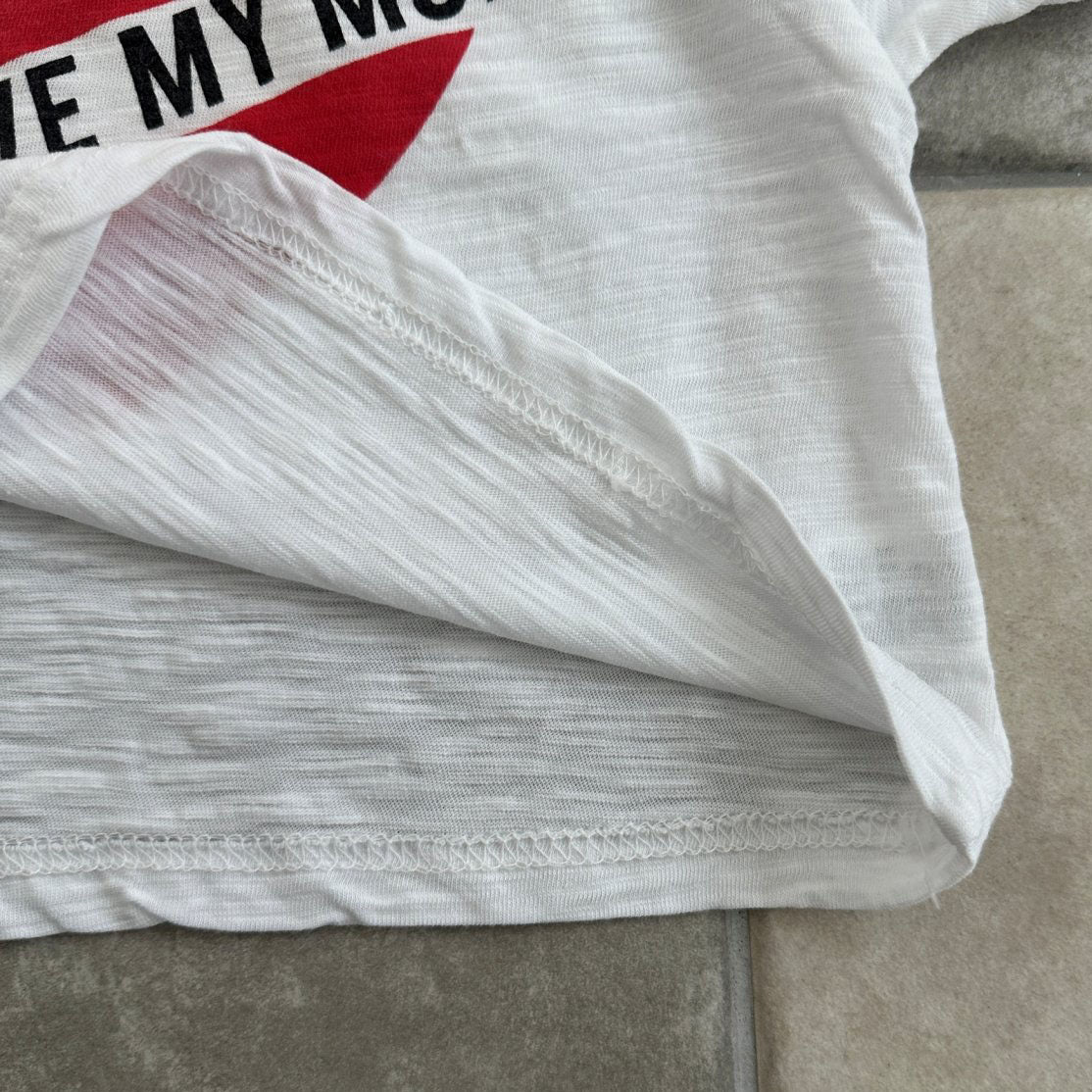 Kids SS25 Lace Detail 'I LOVE MY MOM' in Heart Short Sleeve Cropped Top (2-7y) - 2 Colors - AT NOON STORE