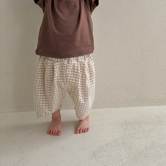 Baby/Toddler Bella SS26 7/8 Length Denim Baggy Pants (6m-6y) - Plaid - AT NOON STORE