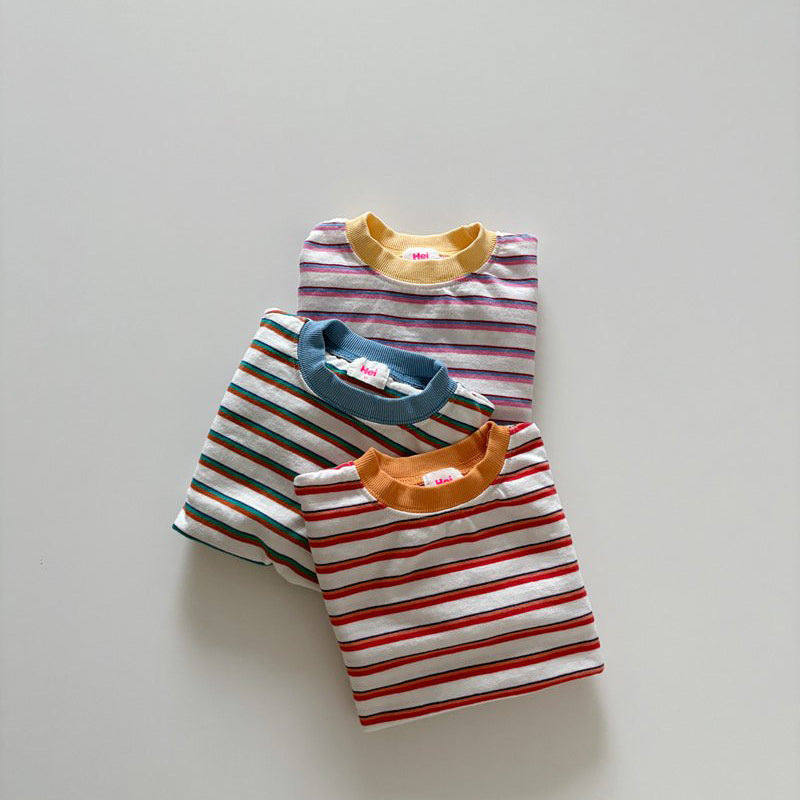 Toddler SP26 Multi Stripe Long Sleeve Loose Fit Top  (1-6y) - Pink - AT NOON STORE