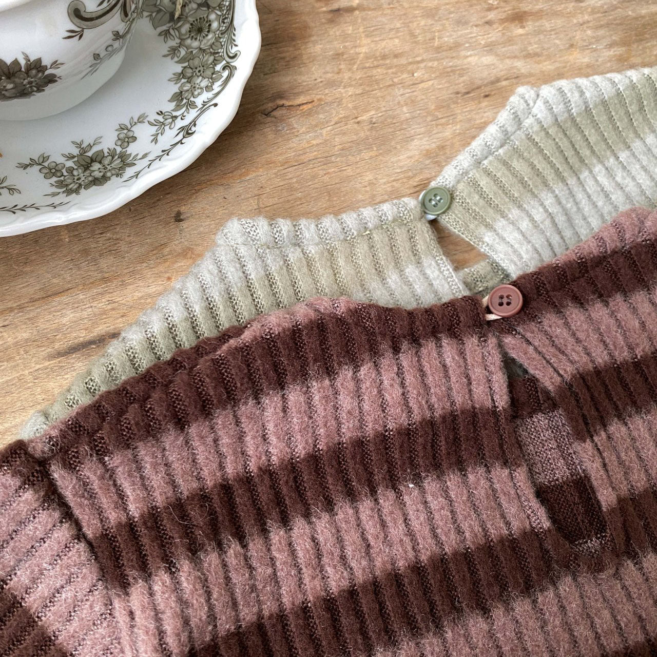 Toddler Stripe Ribbed Top and Flare Pants Set  (1-6y) - 2 Colors