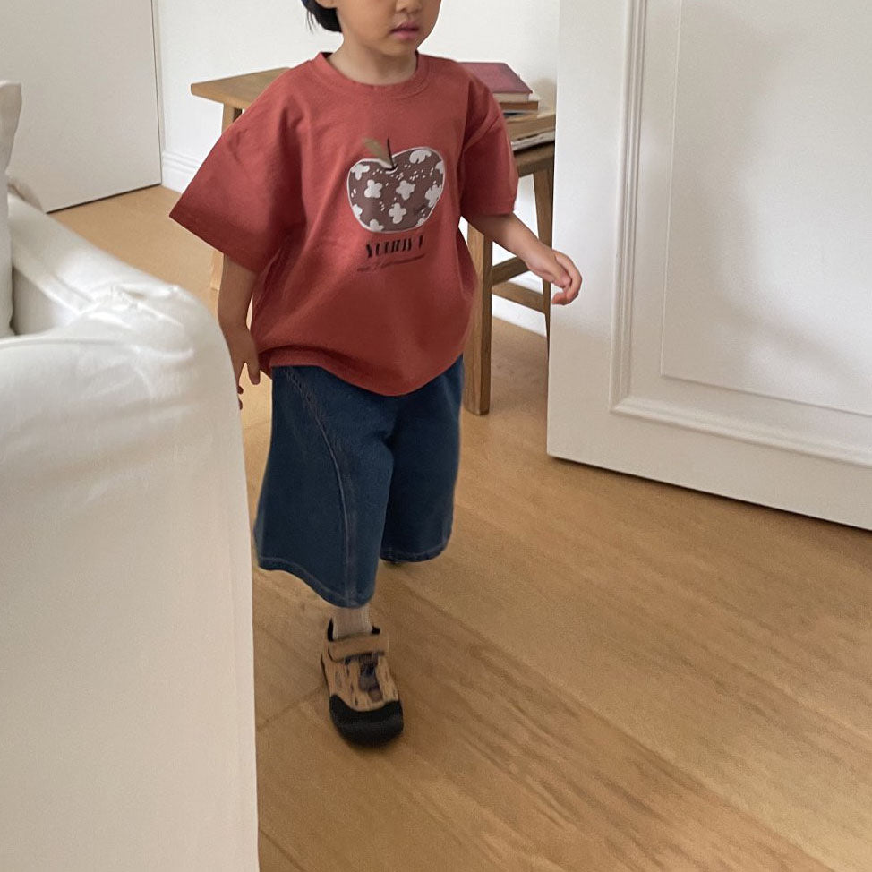 Toddler F25 Apple Print Short Sleeve Top (1-7y) - 3 Colors - AT NOON STORE