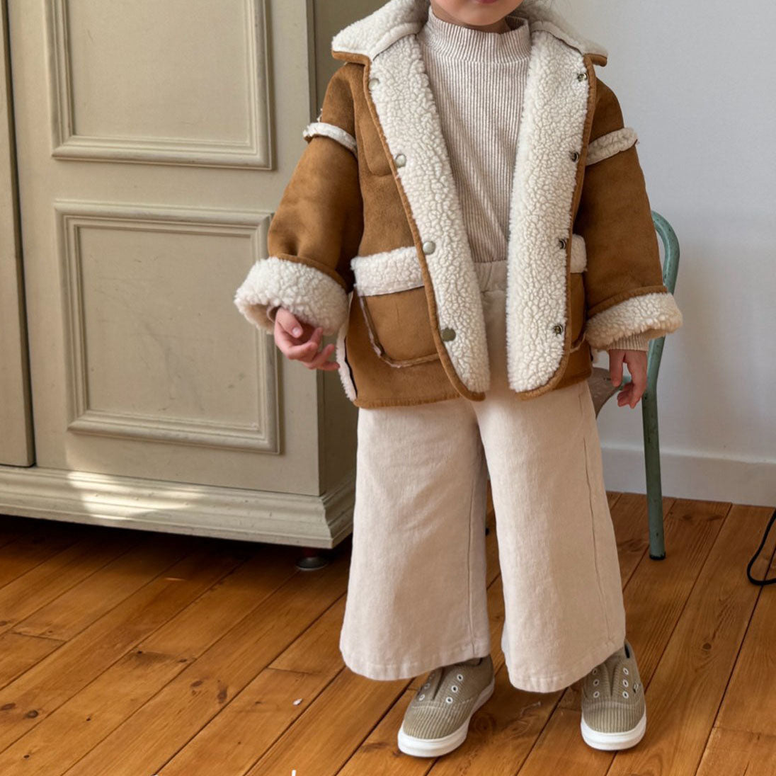 Kids Reversible Faux Suede Shearling Jacket (1-7y) - 2 Colors