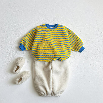 Toddler W25 Warm Stripe Sherpa Long Sleeve Sweaetshirt (1-6y) - 3 Colors