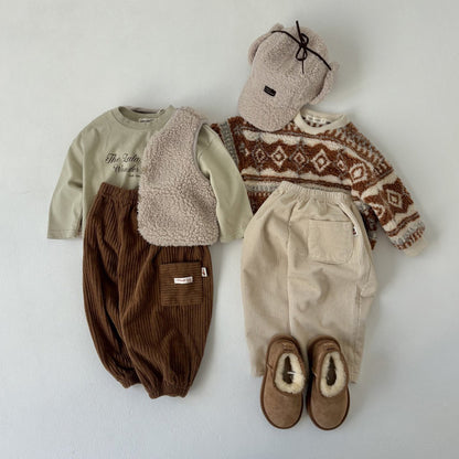 Toddler Land W25 Corduroy Cargo Jogger Pants (1-6y) - 3 Colors