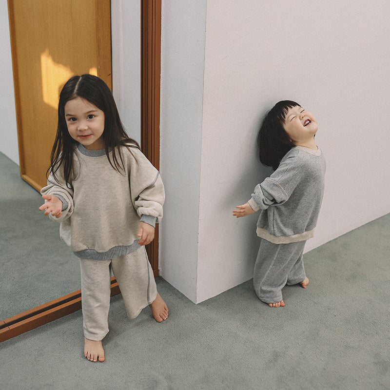 Toddler Mel SP26 Stitch Detail Long Sleeve Sweatshirt and Pull-On Pants Set (1-8y) - 2 Colors - AT NOON STORE