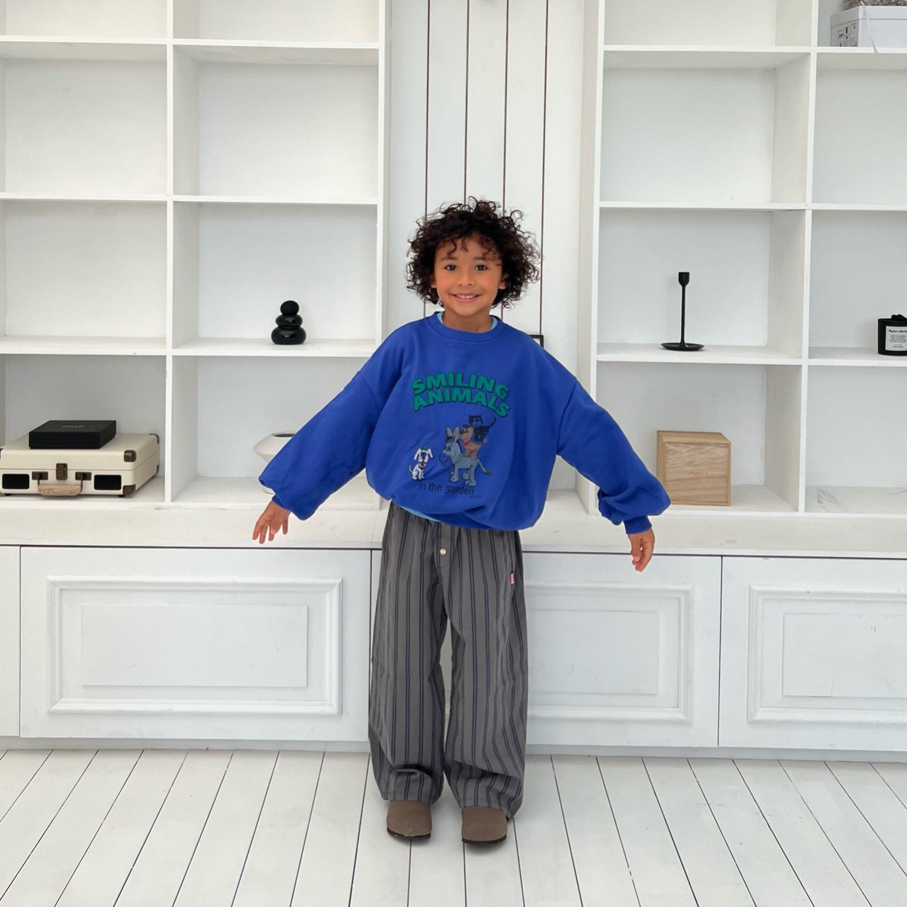 Kids SP26 SMILING ANIMAL Print Long Sleeve Sweatshirts (2-7y) - 2 Colors