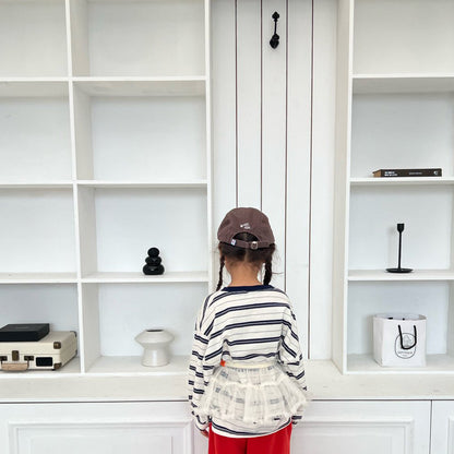 Kids SP26 Crew Neck Stripe Loose Fit Long Sleeve Top (2-7y) - 2 Colors