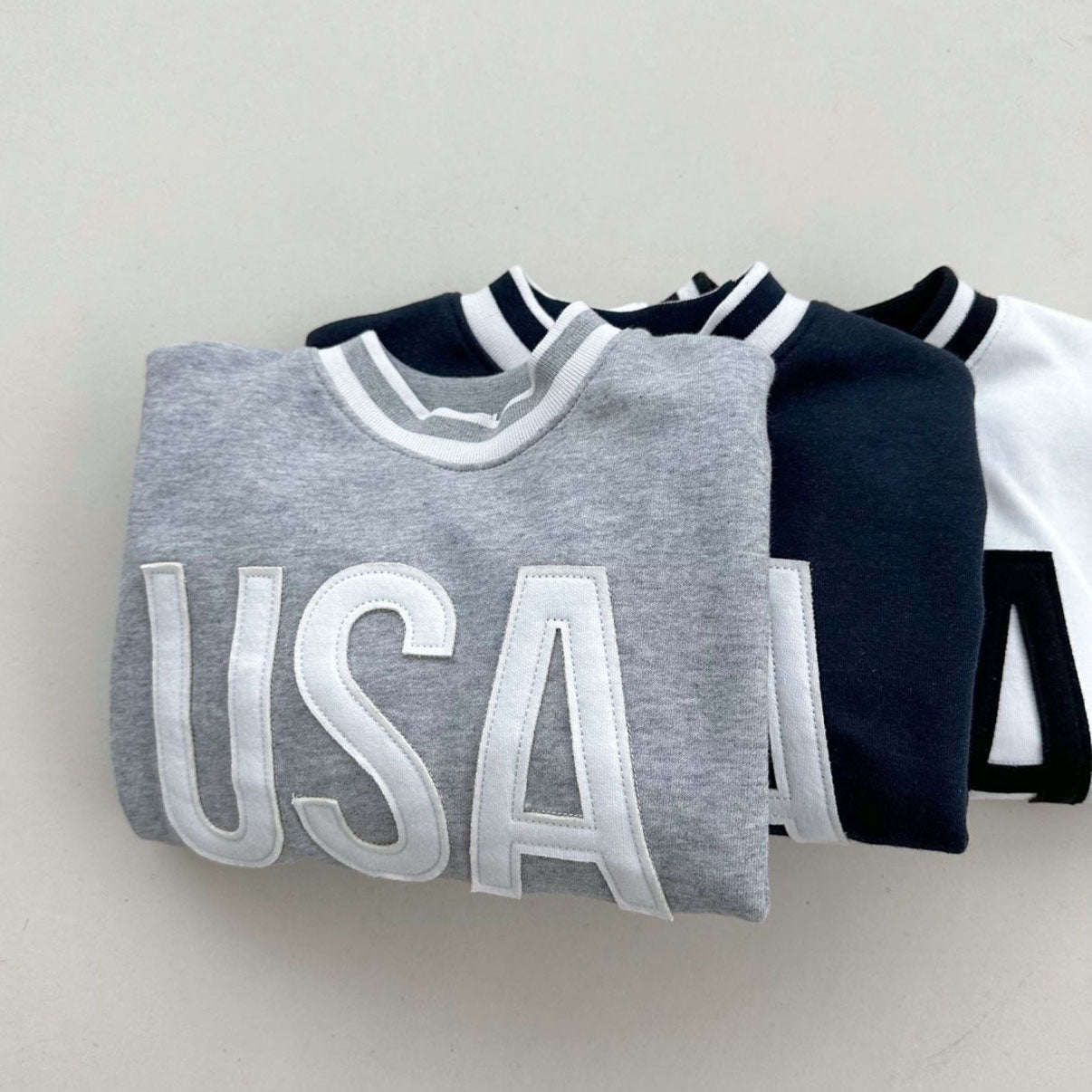 Toddler S25 Stripe Rib Crew Neck 'USA' Patch Sweatshirt (2-6y) - 3 Colors