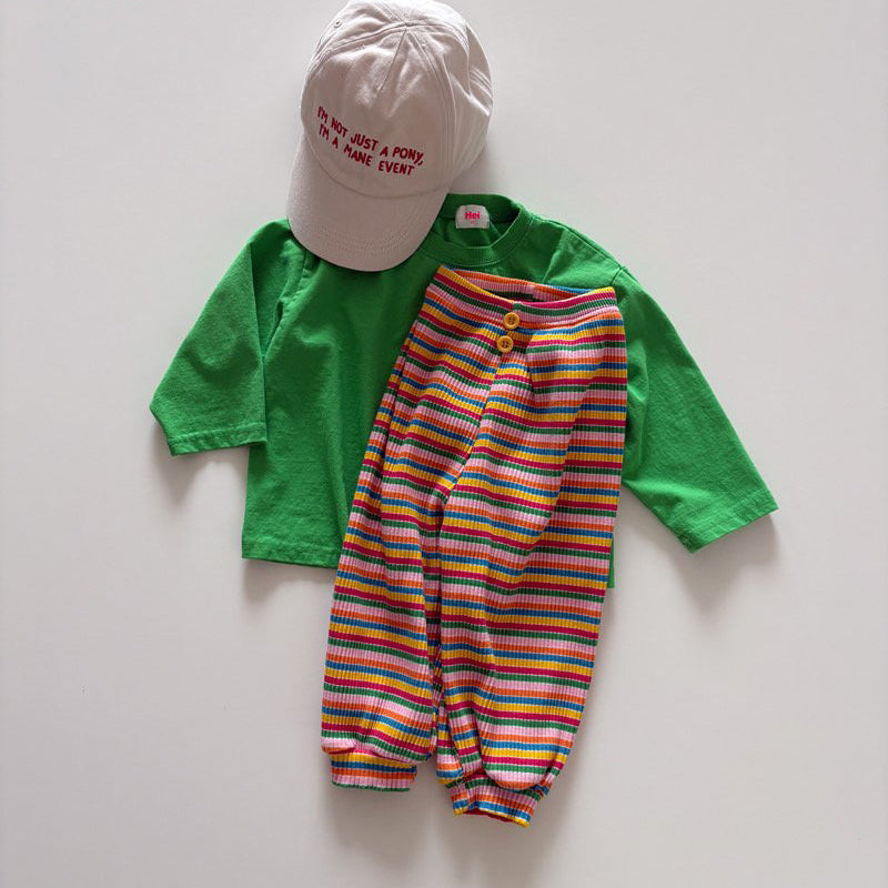 Toddler SP26 Multicolor Stripe Ribbed Jogger Pants (1-6y) - 2 Colors - AT NOON STORE