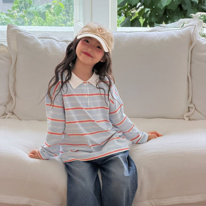 Toddler F26 Stripe Collared Long Sleeve Top (2-9y) - 2 Colors