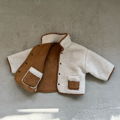 Kids W25 Faux Suede Shearling Reversible Jacket (1-6y) - Camel