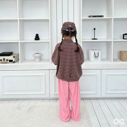 Kids SP26 Fleece Stripe Half Zip Long Sleeve Pullover (2-7y) - 2 Colors