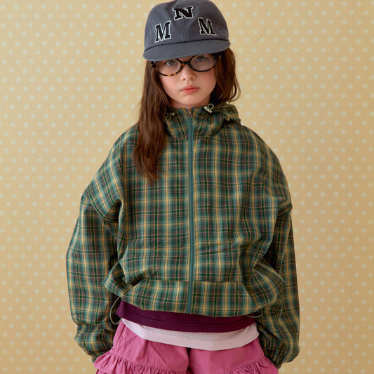 Toddler SP26 Plaid Brim Zip-up Jacket (2-7y) - Green - AT NOON STORE