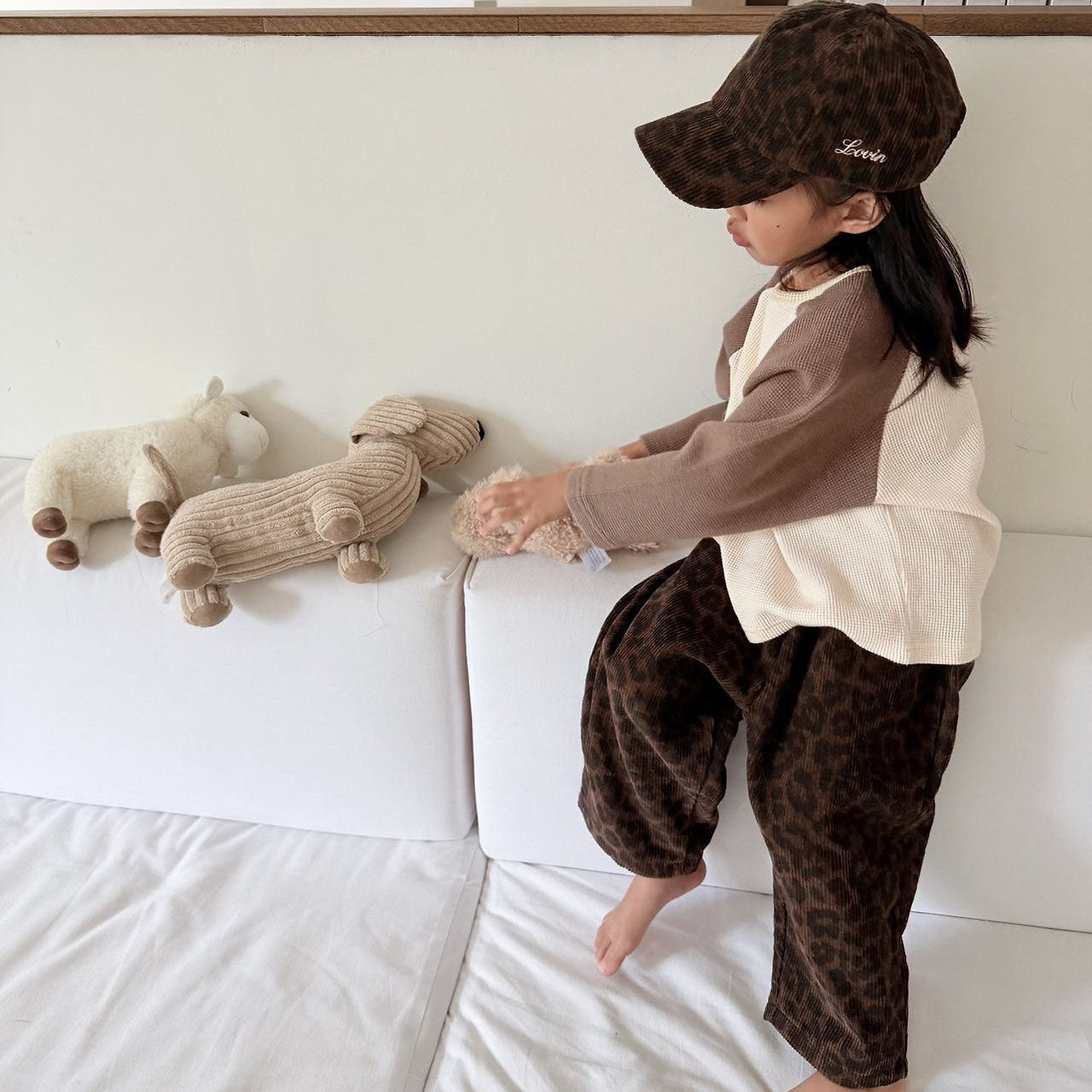 Kids F26 Leopard Corduroy Strapback Cap (3-7y) - 2 Colors